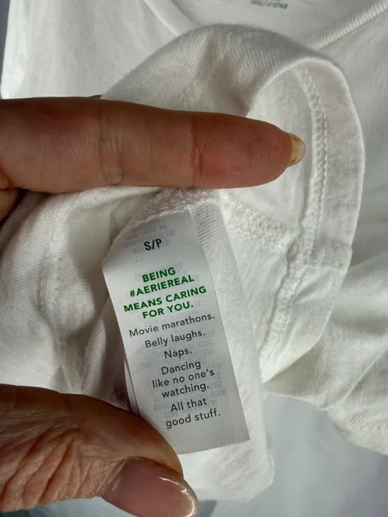 Aerie 100% Cotton Cropped Tee Shirt Top - Small - White - Picture 7 of 10